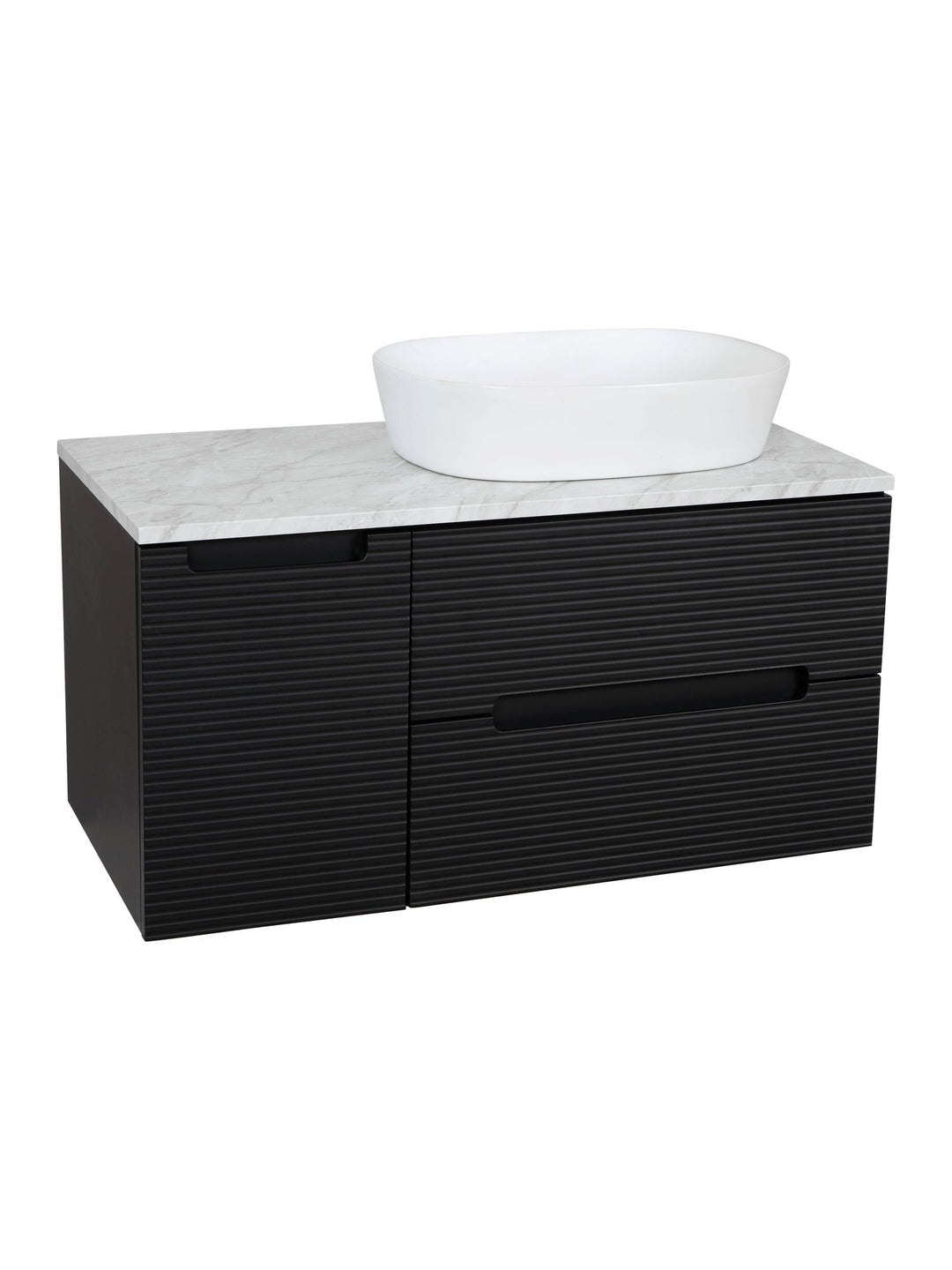 Monza Plus 900mm Fluted Wall Hung Vanity Unit with Side Cabinet & Countertop