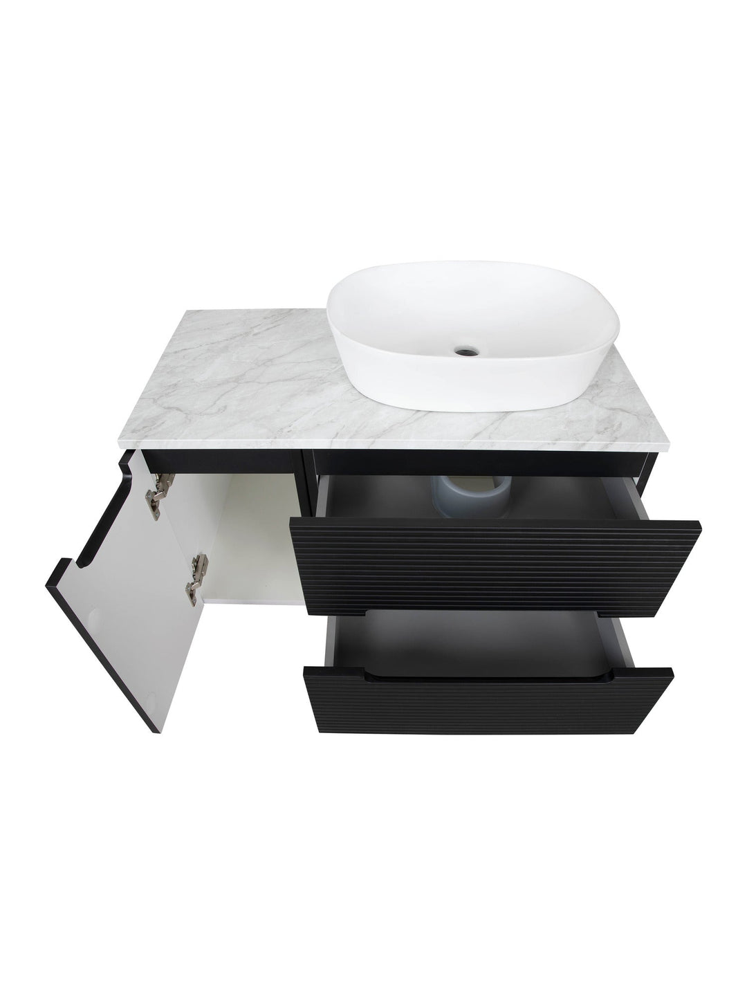Monza Plus 900mm Fluted Wall Hung Vanity Unit with Side Cabinet & Countertop