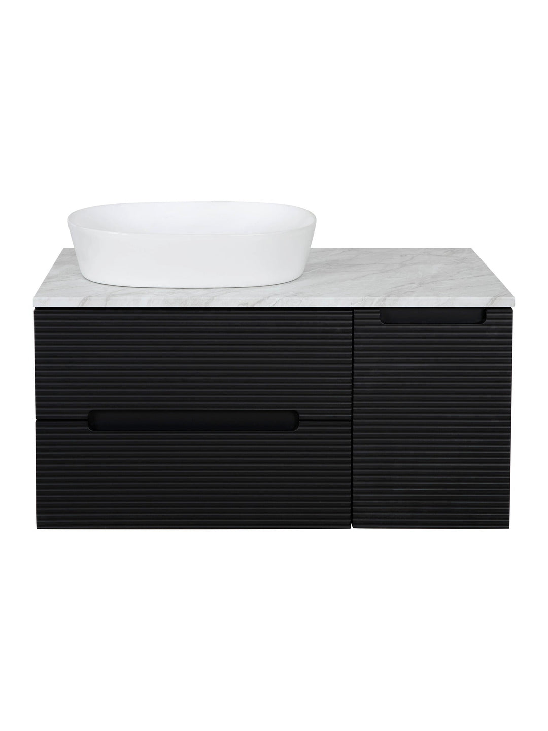 Monza Plus 900mm Fluted Wall Hung Vanity Unit with Side Cabinet & Countertop