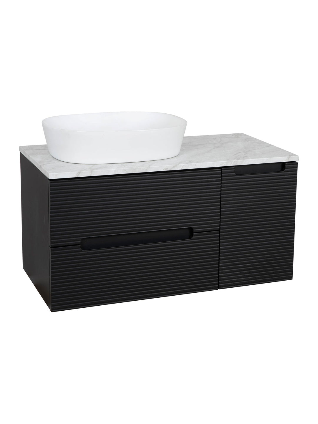 Monza Plus 900mm Fluted Wall Hung Vanity Unit with Side Cabinet & Countertop