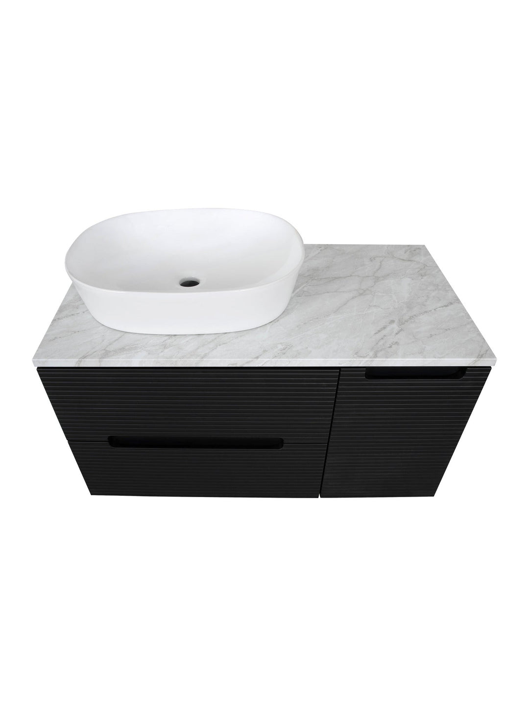 Monza Plus 900mm Fluted Wall Hung Vanity Unit with Side Cabinet & Countertop