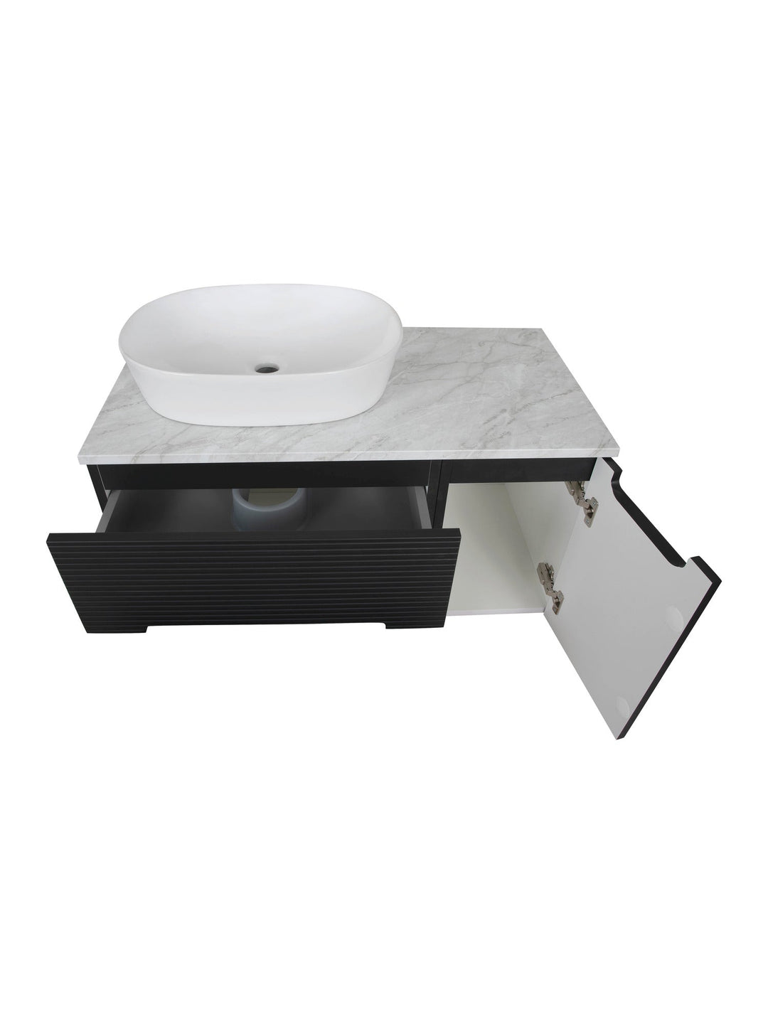 Monza Plus 900mm Fluted Wall Hung Vanity Unit with Side Cabinet & Countertop