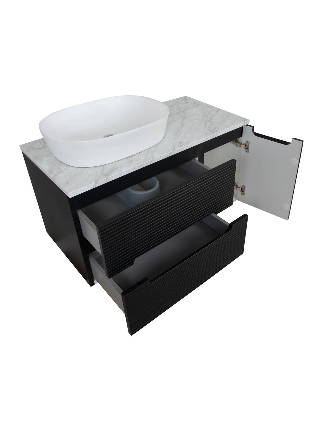 Monza Plus 900mm Fluted Wall Hung Vanity Unit with Side Cabinet & Countertop