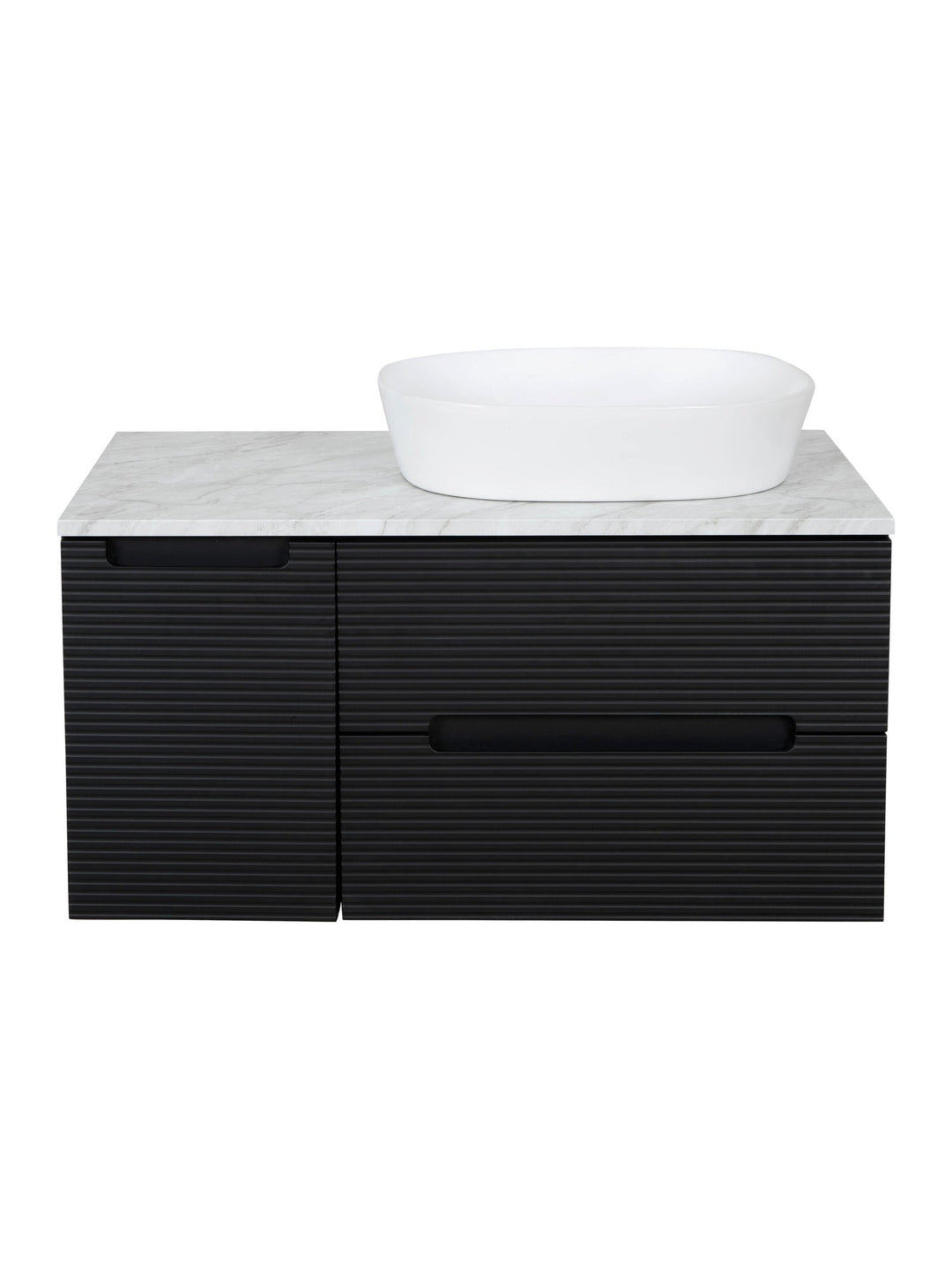 Monza Plus 900mm Fluted Wall Hung Vanity Unit with Side Cabinet & Countertop