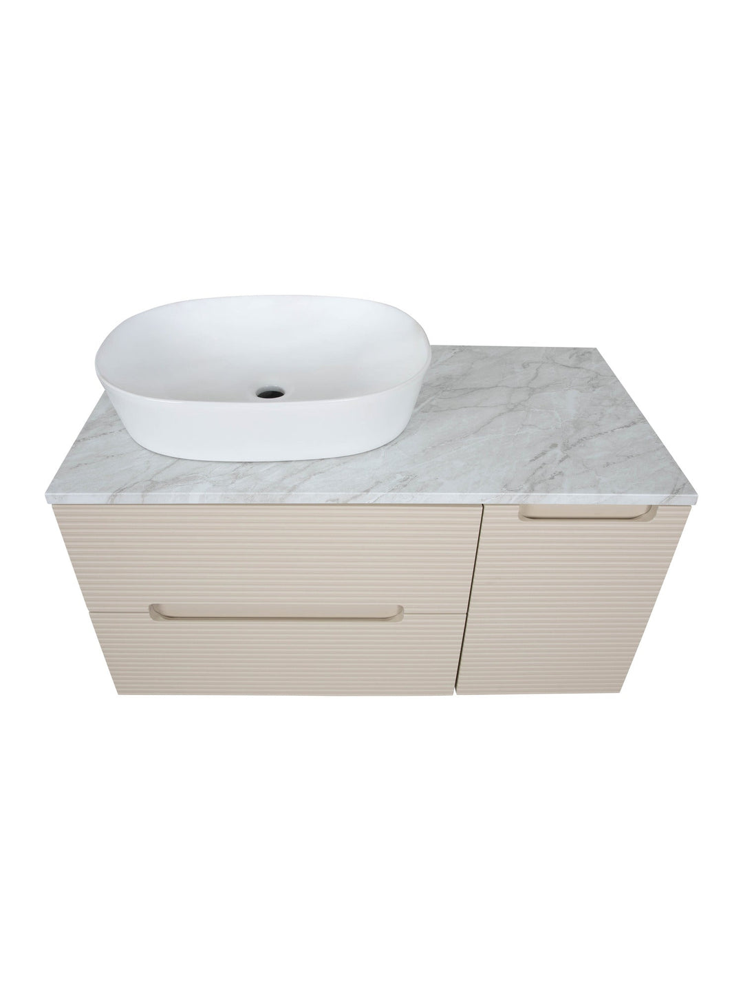 Monza Plus 900mm Fluted Wall Hung Vanity Unit with Side Cabinet & Countertop