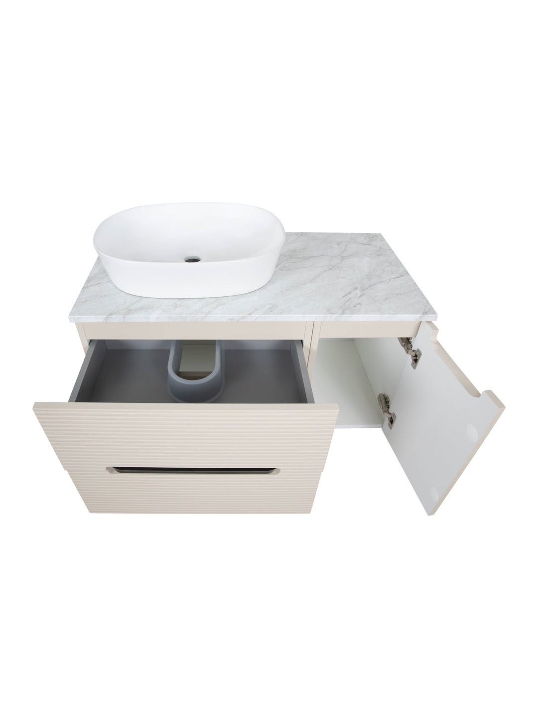 Monza Plus 900mm Fluted Wall Hung Vanity Unit with Side Cabinet & Countertop