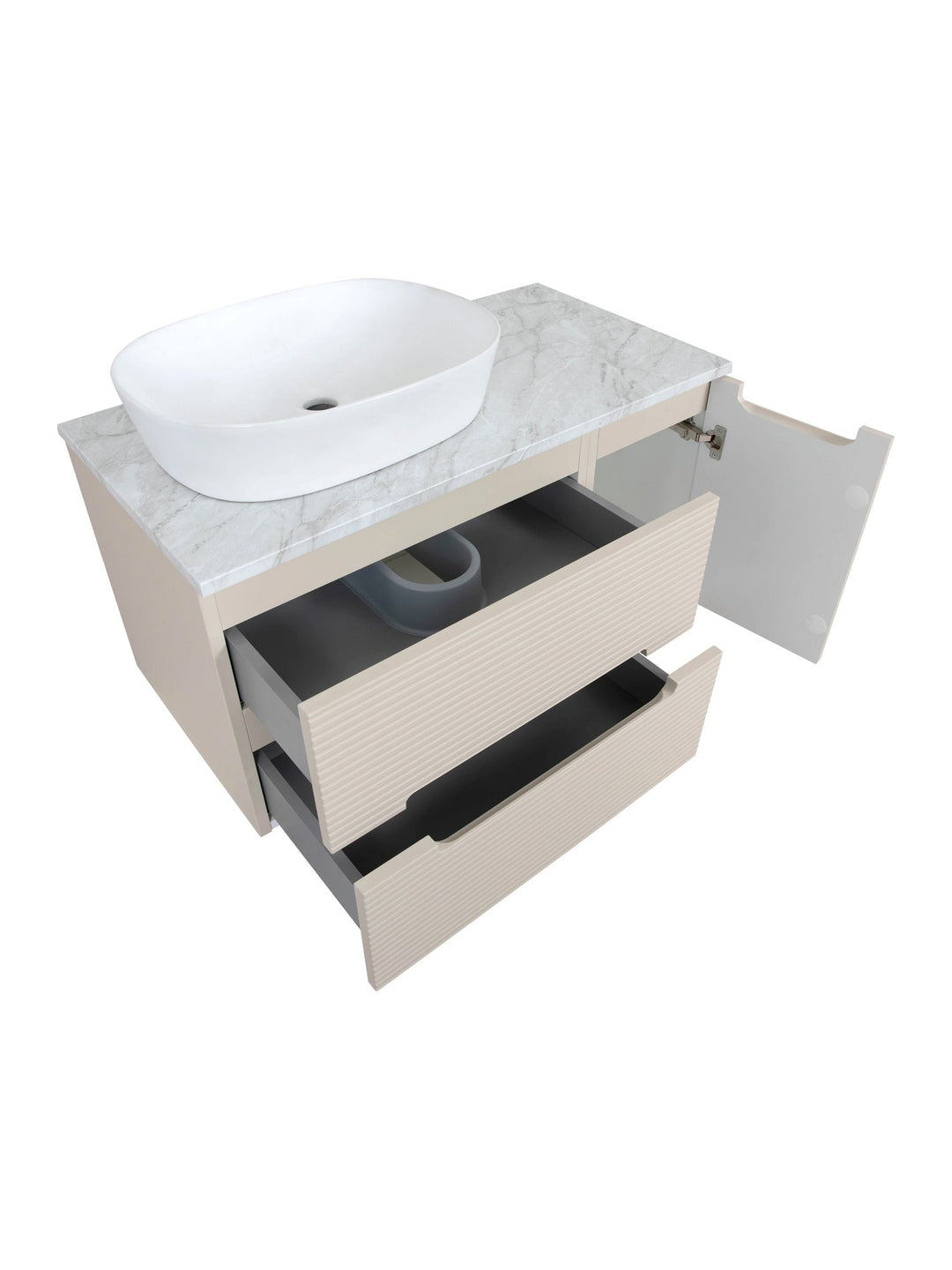 Monza Plus 900mm Fluted Wall Hung Vanity Unit with Side Cabinet & Countertop