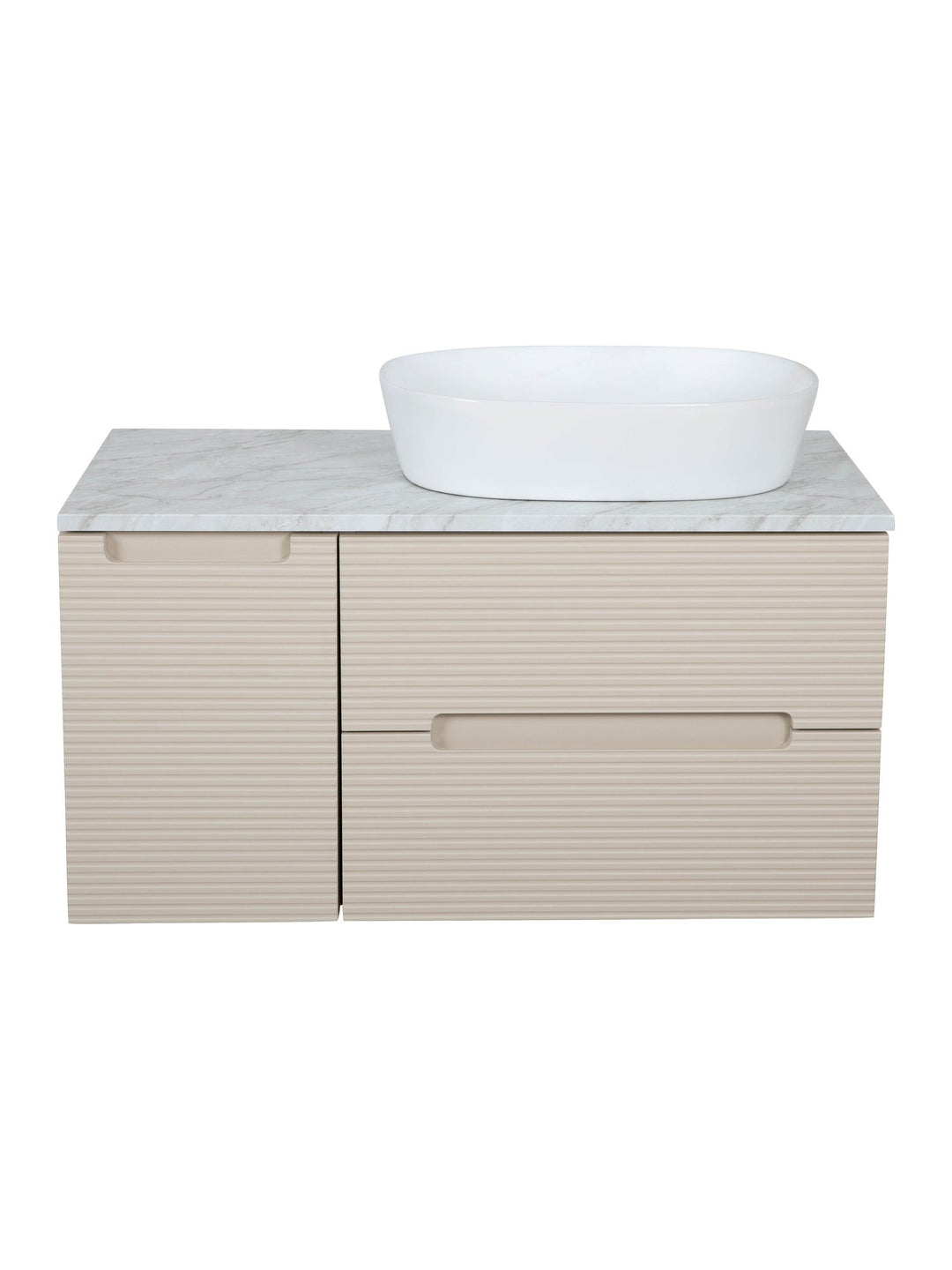Monza Plus 900mm Fluted Wall Hung Vanity Unit with Side Cabinet & Countertop