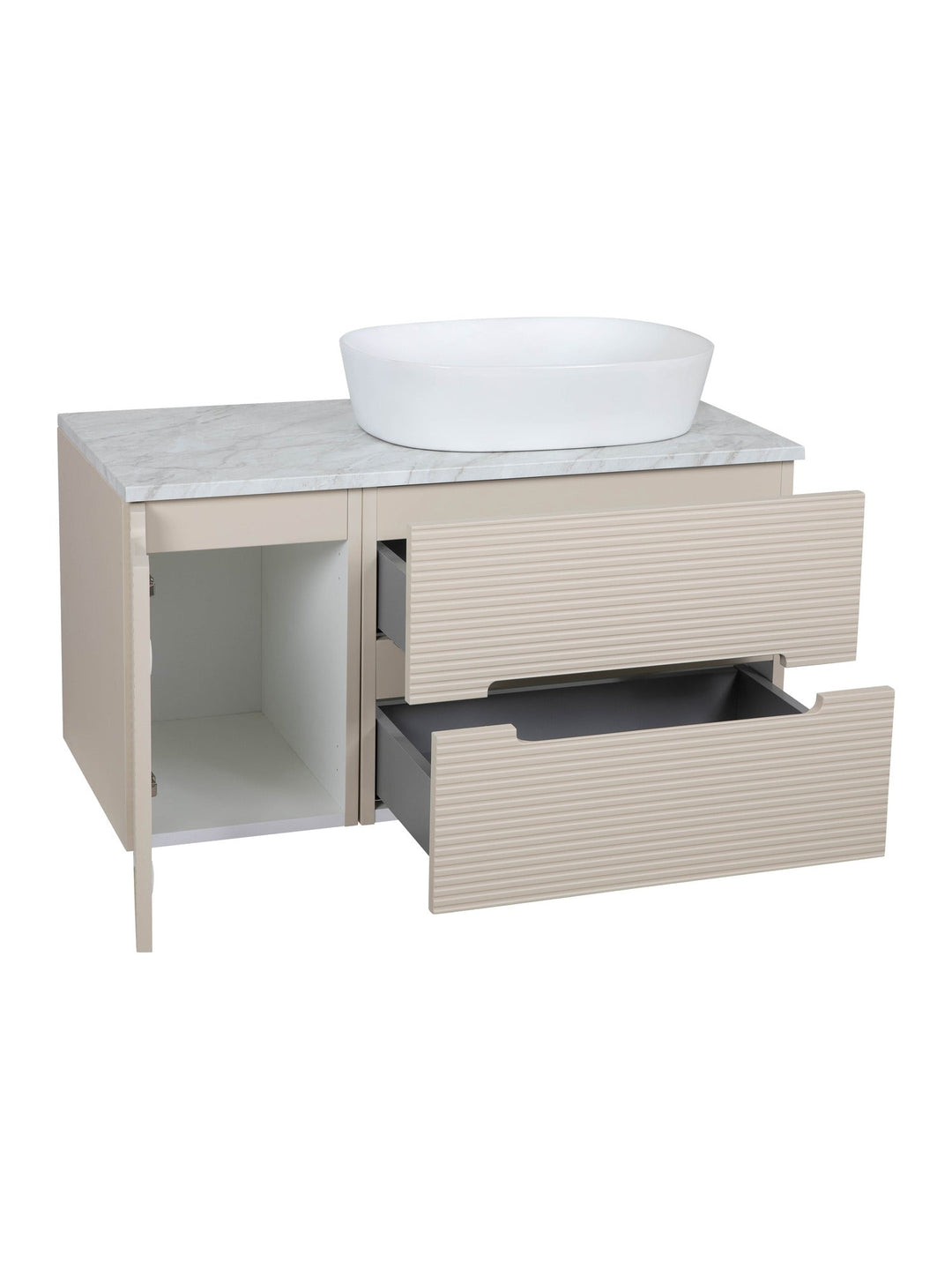 Monza Plus 900mm Fluted Wall Hung Vanity Unit with Side Cabinet & Countertop