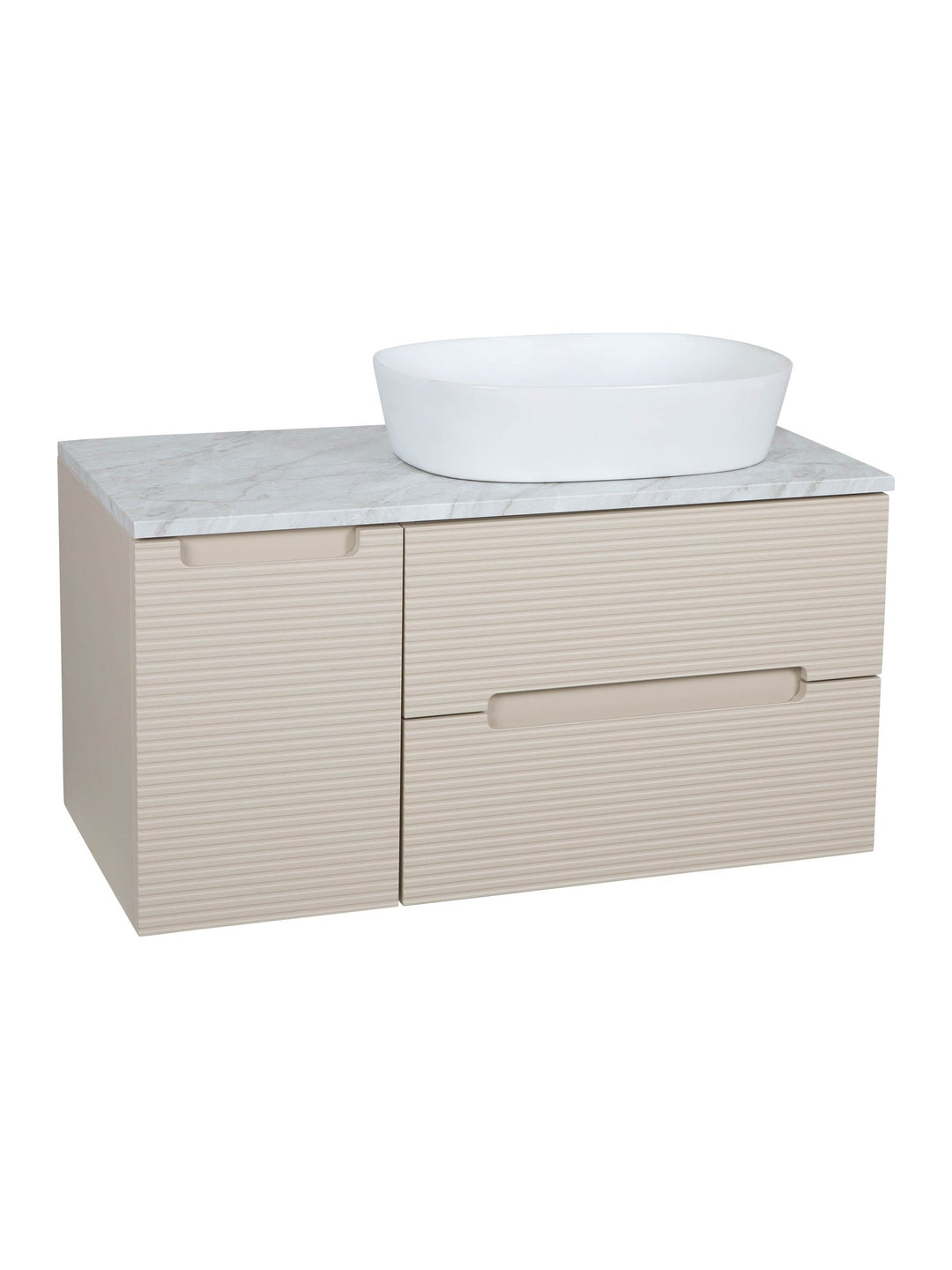 Monza Plus 900mm Fluted Wall Hung Vanity Unit with Side Cabinet & Countertop