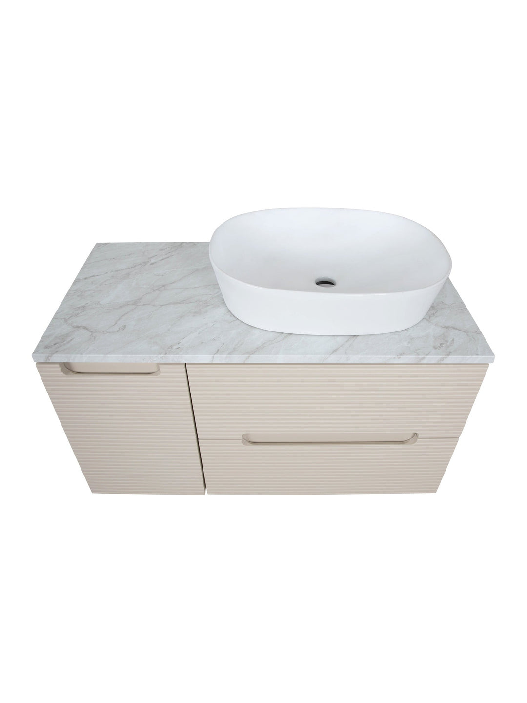 Monza Plus 900mm Fluted Wall Hung Vanity Unit with Side Cabinet & Countertop