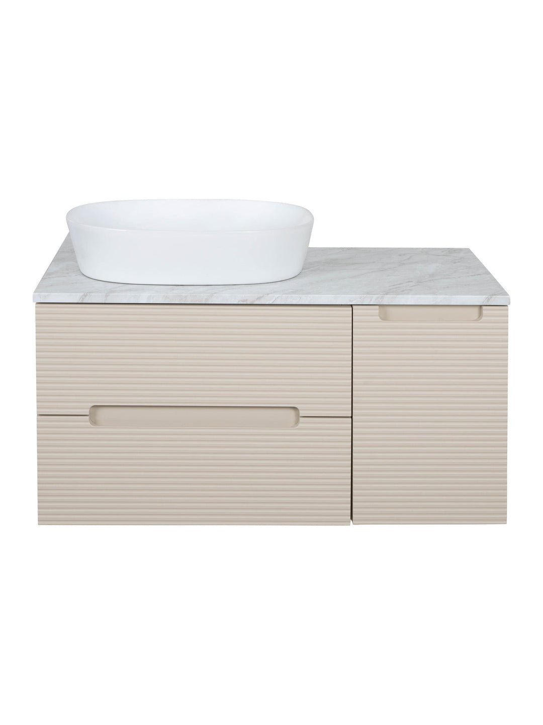 Monza Plus 900mm Fluted Wall Hung Vanity Unit with Side Cabinet & Countertop