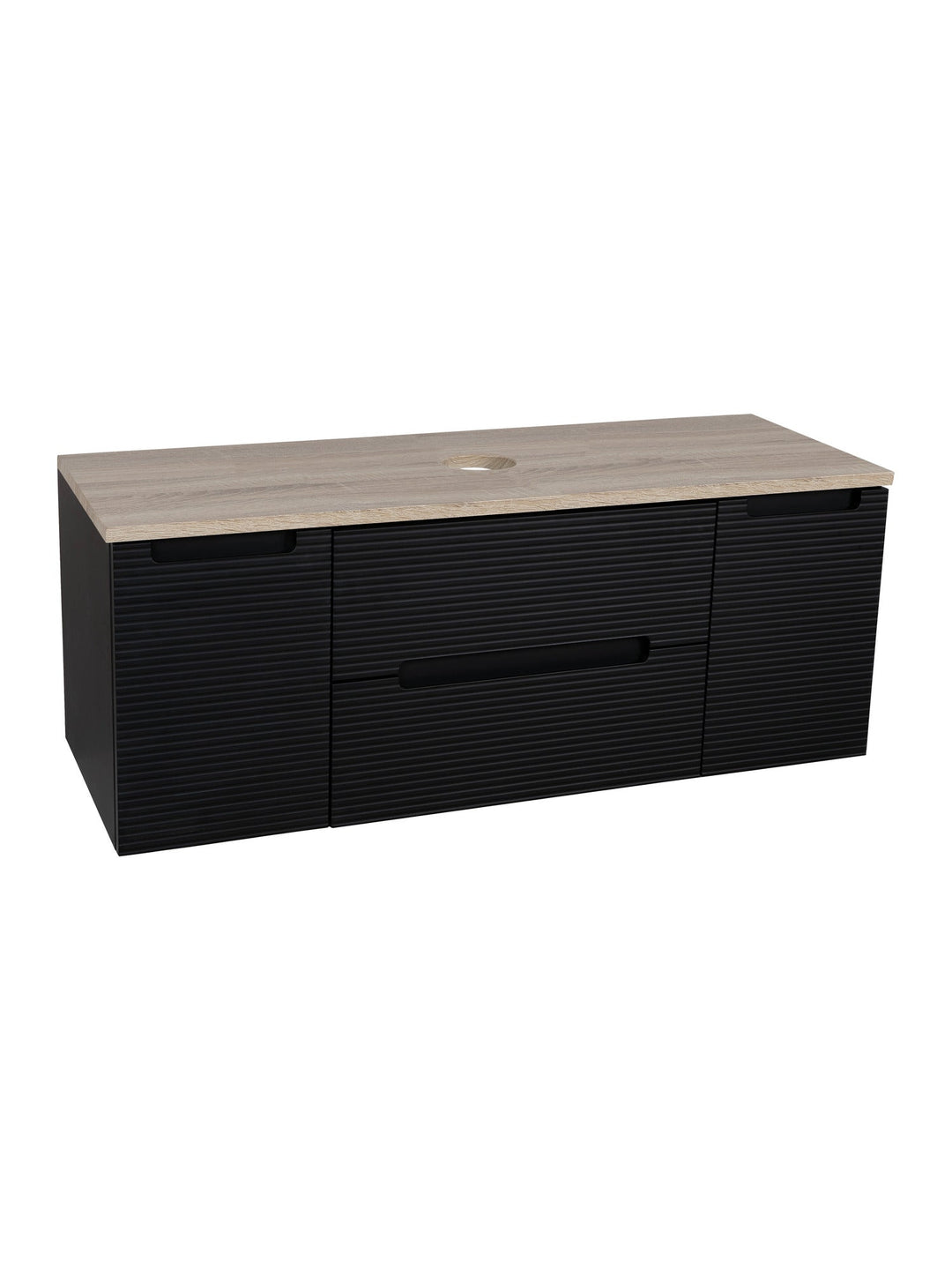Monza Plus 1200mm Fluted Wall Hung Vanity Unit with 2 Side Cabinets & Countertop