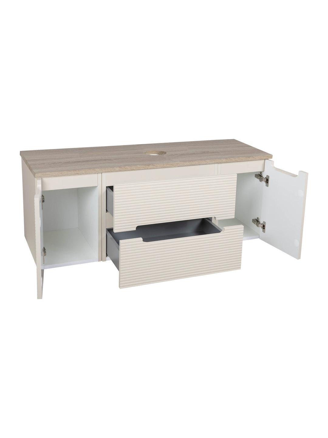 Monza Plus 1200mm Fluted Wall Hung Vanity Unit with 2 Side Cabinets & Countertop