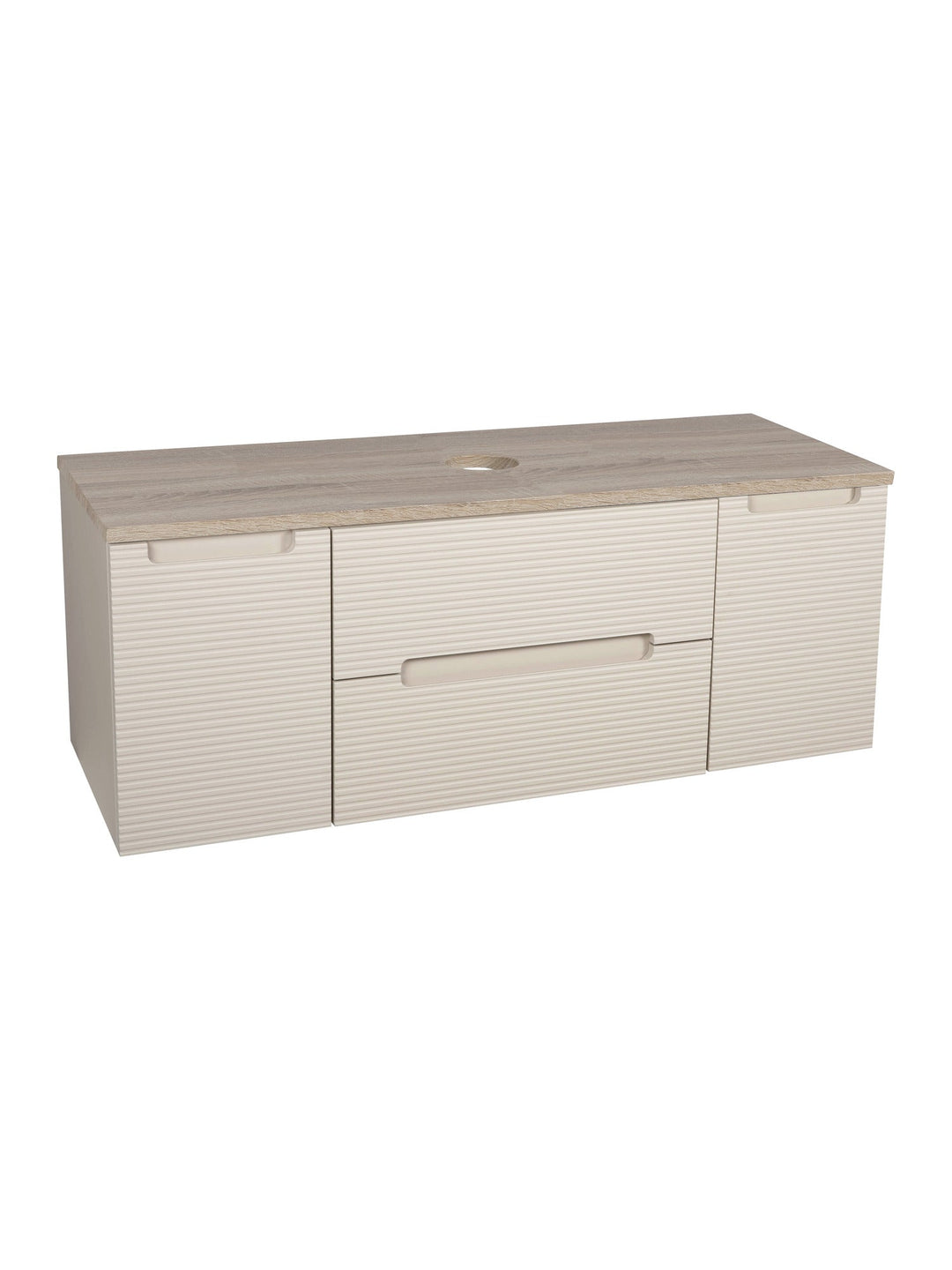 Monza Plus 1200mm Fluted Wall Hung Vanity Unit with 2 Side Cabinets & Countertop