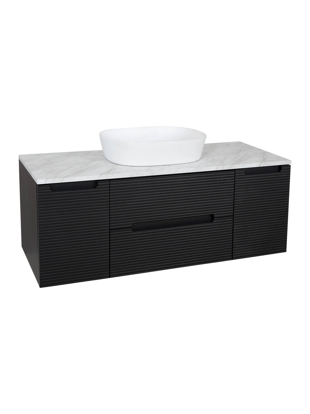 Monza Plus 1200mm Fluted Wall Hung Vanity Unit with 2 Side Cabinets & Countertop