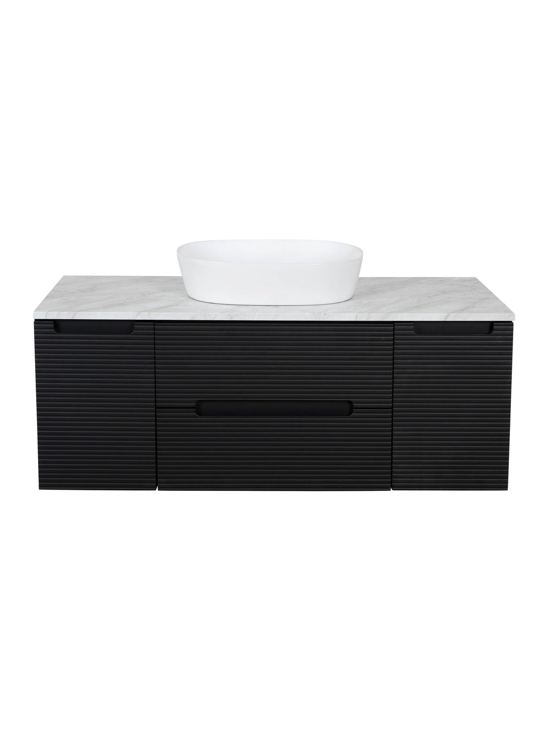 Monza Plus 1200mm Fluted Wall Hung Vanity Unit with 2 Side Cabinets & Countertop