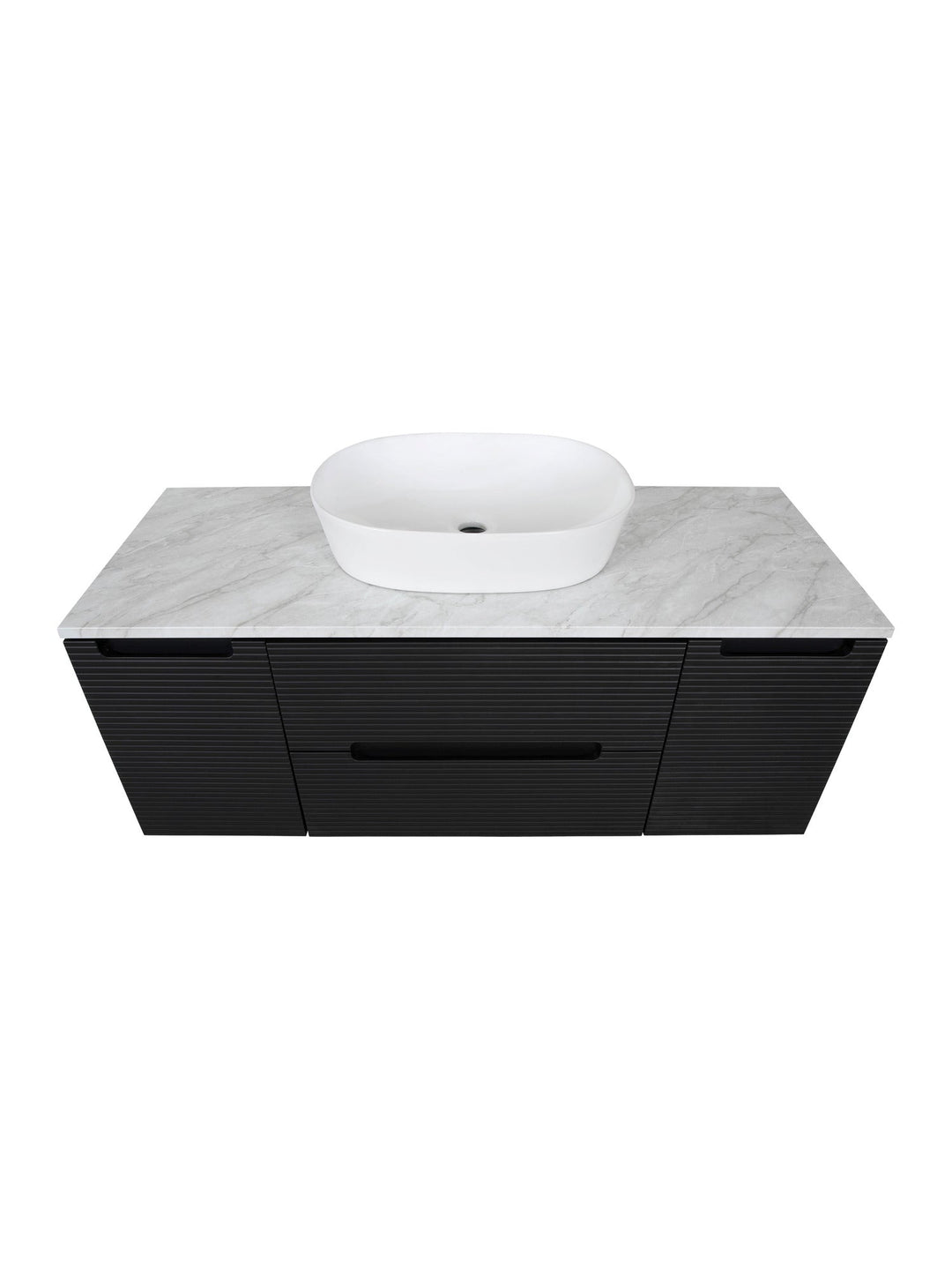 Monza Plus 1200mm Fluted Wall Hung Vanity Unit with 2 Side Cabinets & Countertop