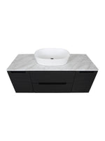 Load image into Gallery viewer, Monza Plus 1200mm Fluted Wall Hung Vanity Unit with 2 Side Cabinets &amp; Countertop
