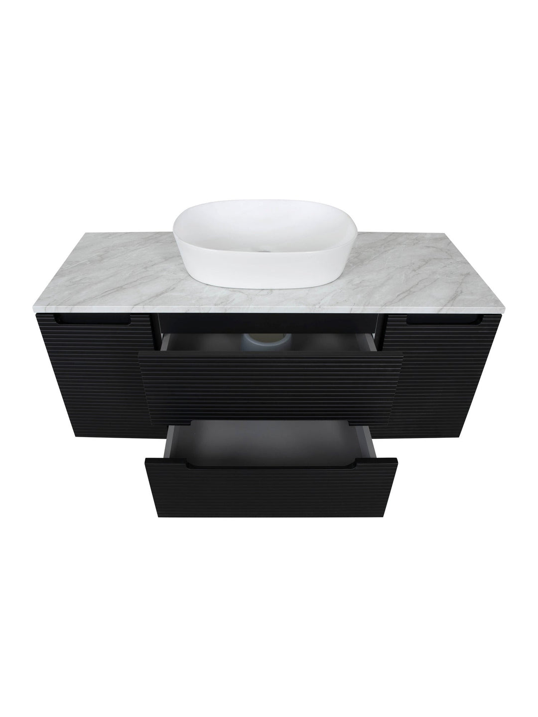 Monza Plus 1200mm Fluted Wall Hung Vanity Unit with 2 Side Cabinets & Countertop