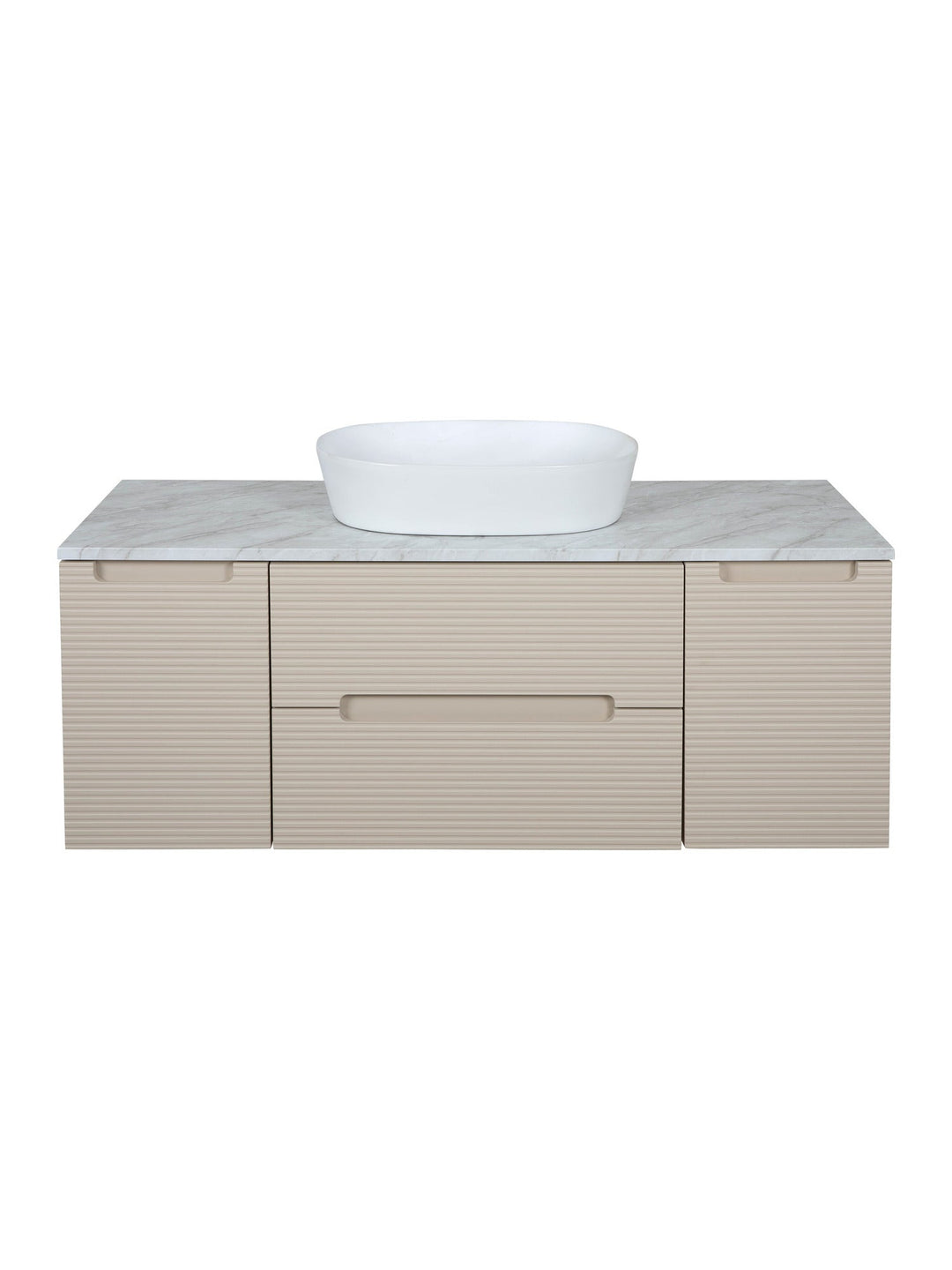 Monza Plus 1200mm Fluted Wall Hung Vanity Unit with 2 Side Cabinets & Countertop