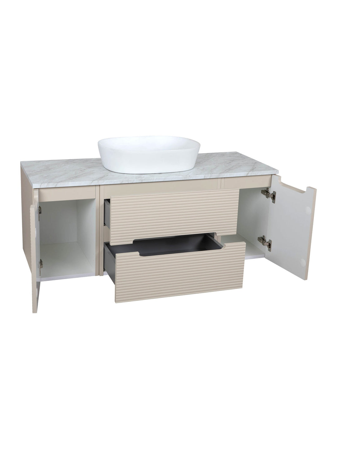 Monza Plus 1200mm Fluted Wall Hung Vanity Unit with 2 Side Cabinets & Countertop