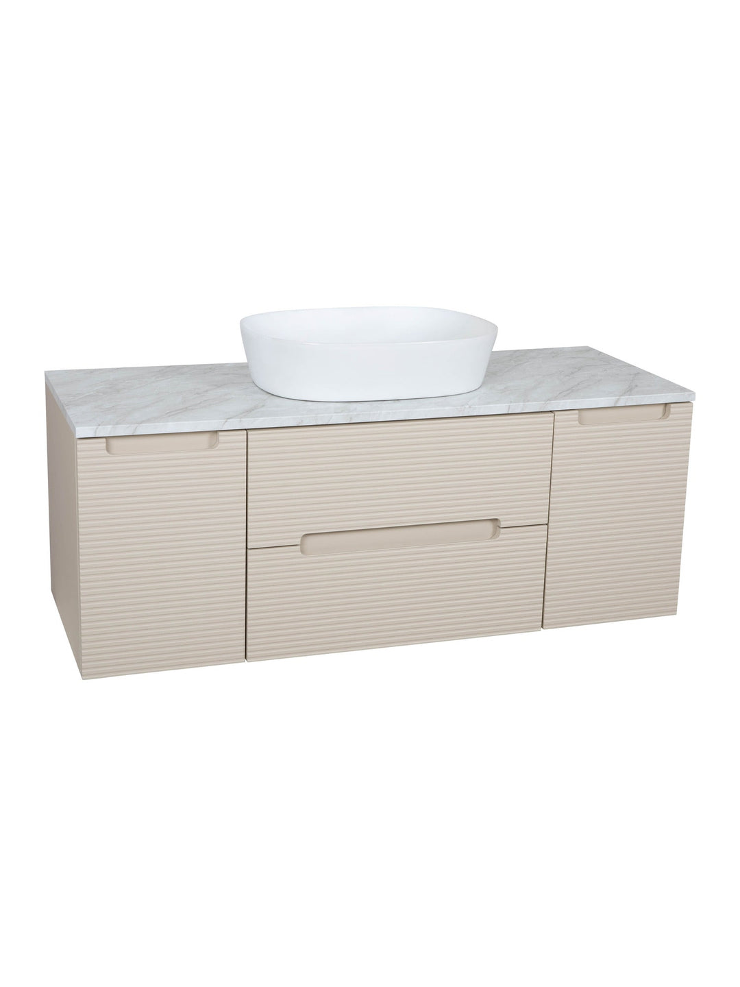 Monza Plus 1200mm Fluted Wall Hung Vanity Unit with 2 Side Cabinets & Countertop