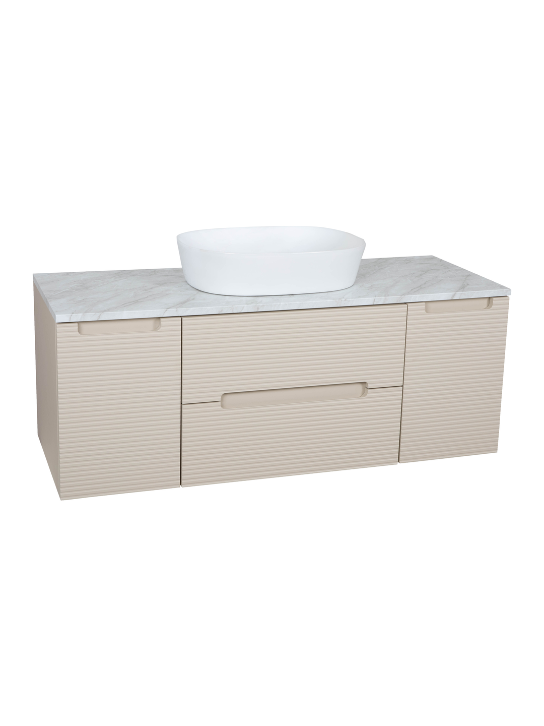 Monza Plus 1200mm Fluted Wall Hung Vanity Unit with 2 Side Cabinets & Countertop