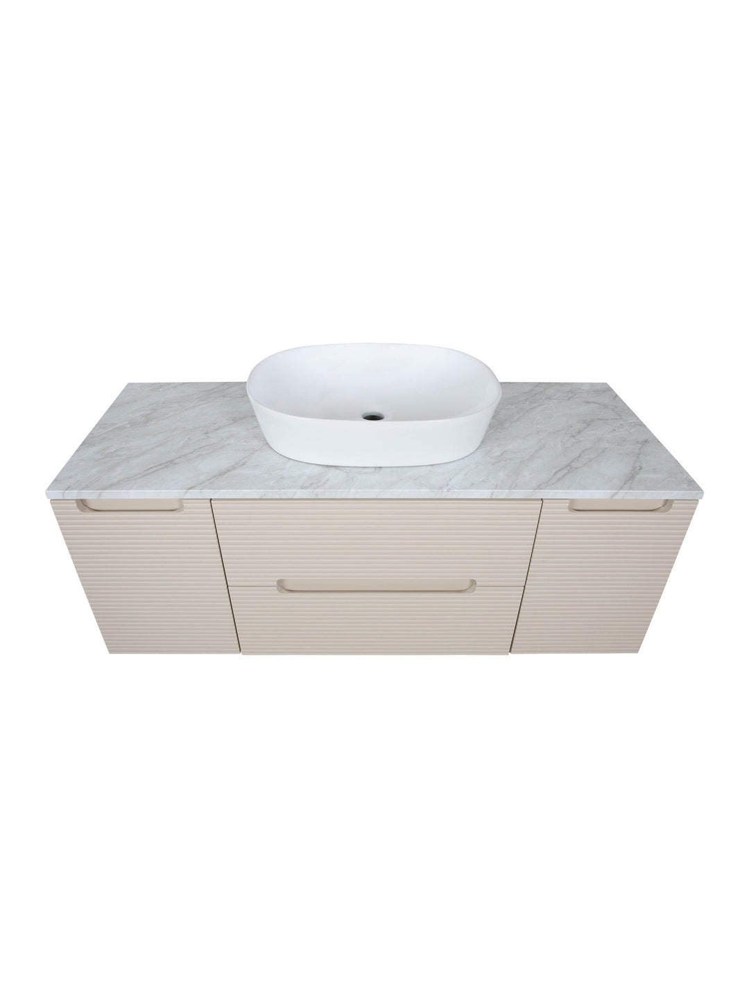 Monza Plus 1200mm Fluted Wall Hung Vanity Unit with 2 Side Cabinets & Countertop