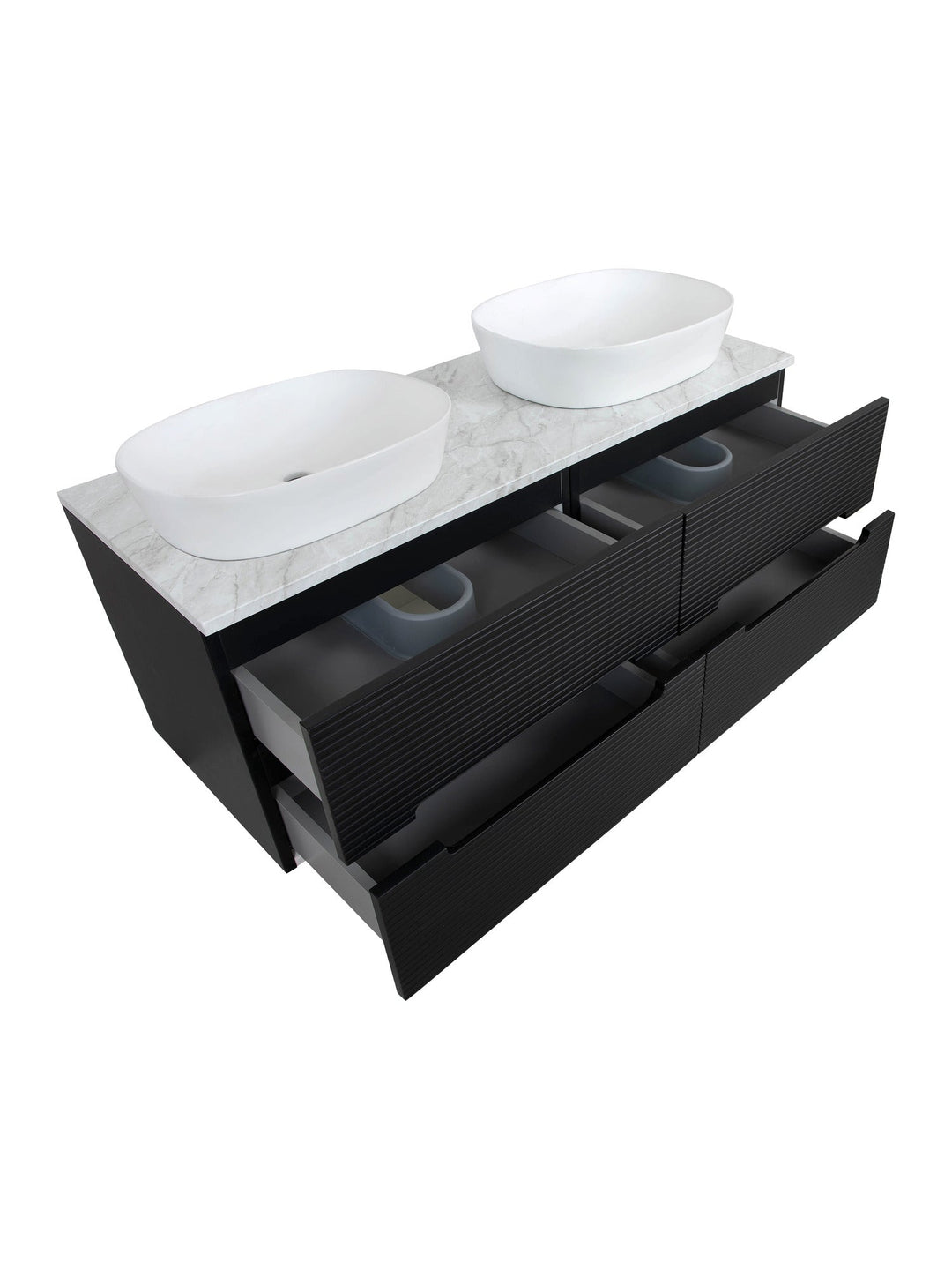 Monza Plus 1200mm Fluted Wall Hung Double Vanity Unit with Countertop