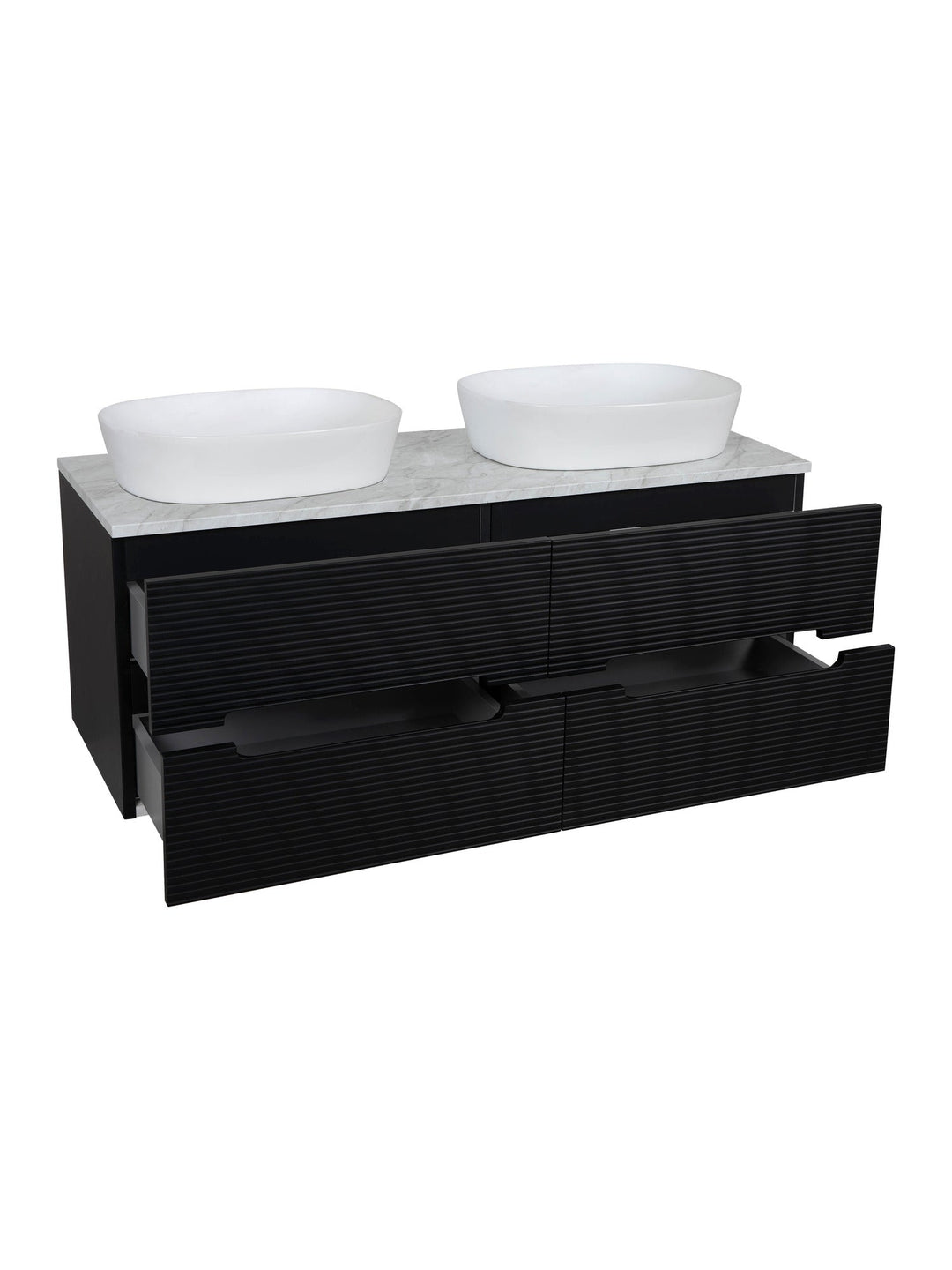 Monza Plus 1200mm Fluted Wall Hung Double Vanity Unit with Countertop
