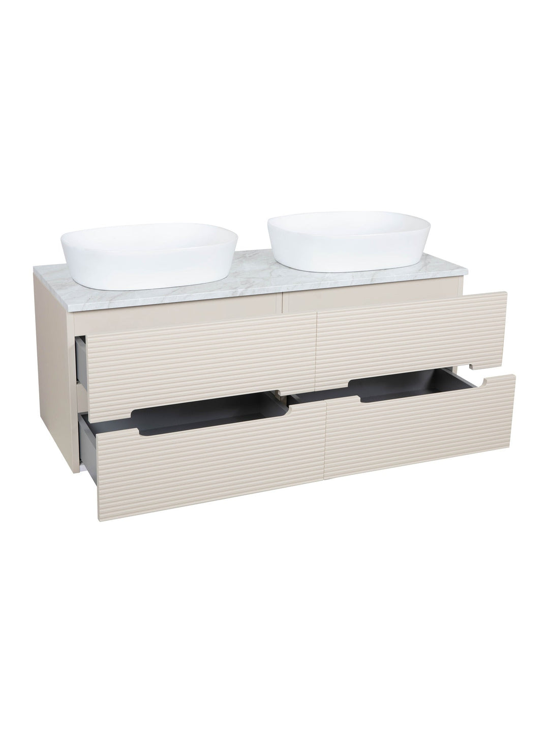Monza Plus 1200mm Fluted Wall Hung Double Vanity Unit with Countertop