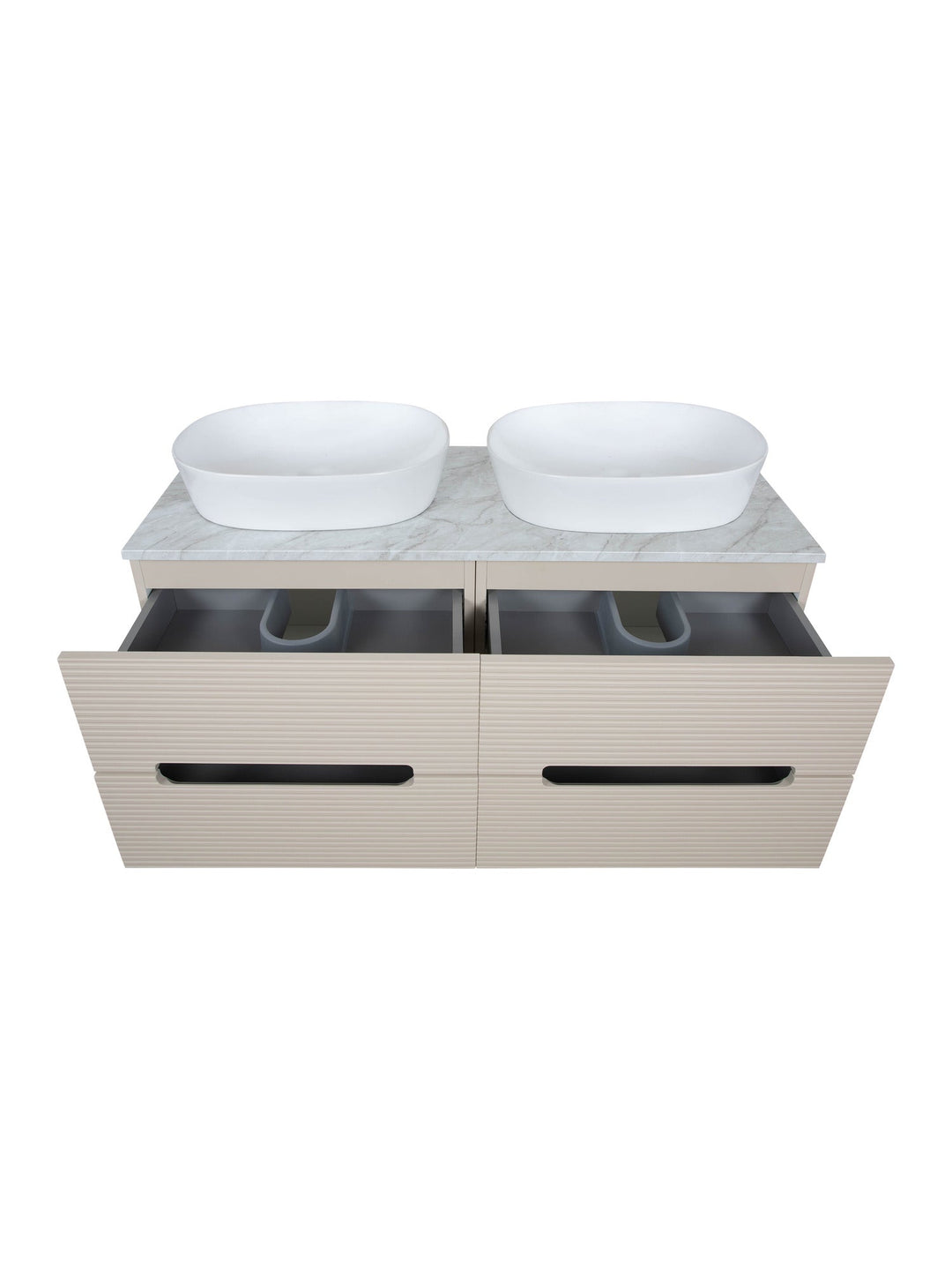 Monza Plus 1200mm Fluted Wall Hung Double Vanity Unit with Countertop