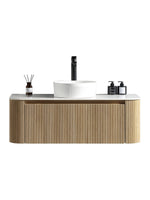 Load image into Gallery viewer, Flauto 1070mm Wall Hung Curved Corner Vanity Unit with Sintered Stone Countertop

