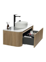 Load image into Gallery viewer, Flauto 1070mm Wall Hung Curved Corner Vanity Unit with Sintered Stone Countertop
