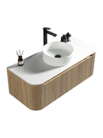 Load image into Gallery viewer, Flauto 1070mm Wall Hung Curved Corner Vanity Unit with Sintered Stone Countertop
