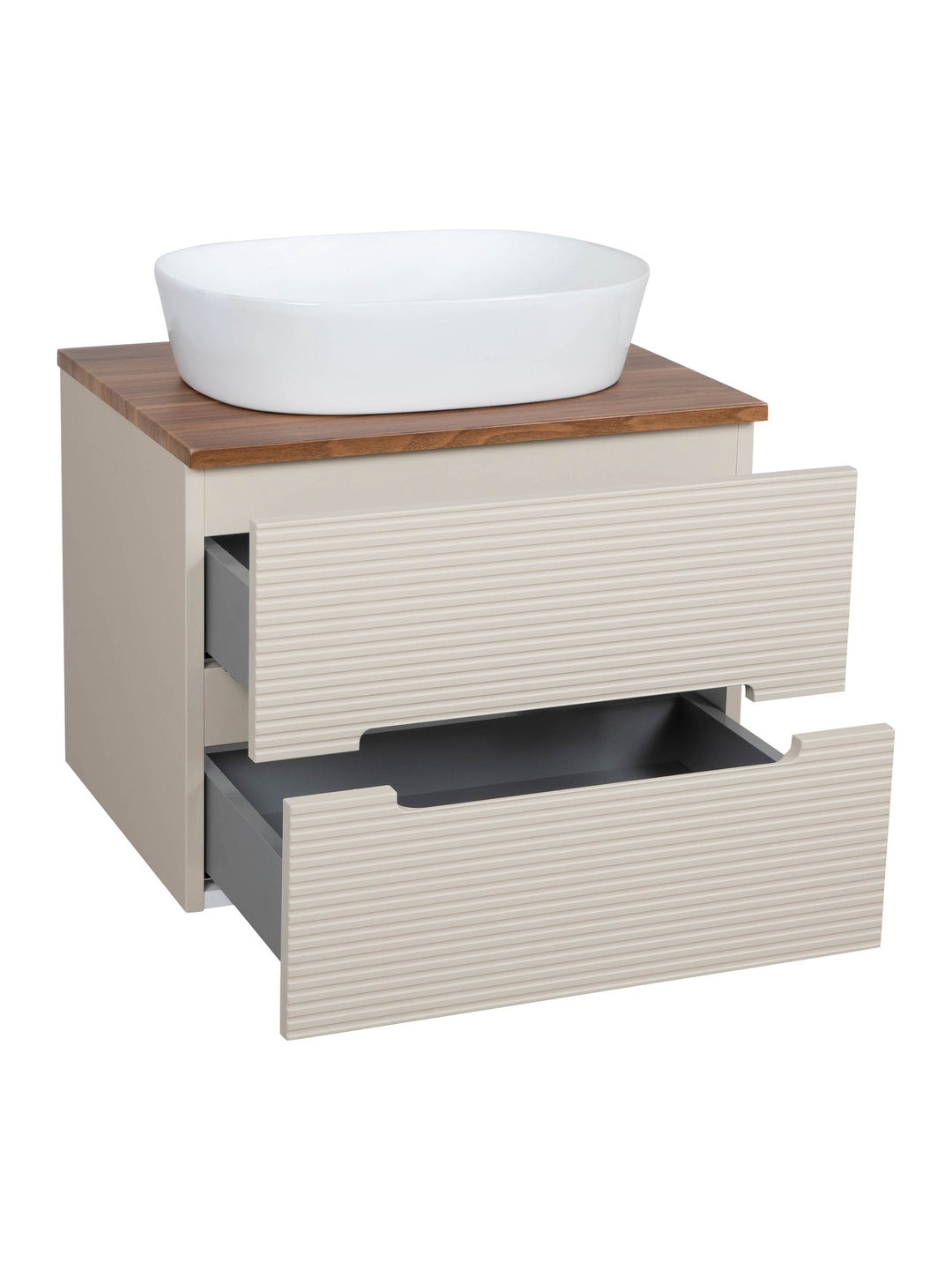 Monza Plus 600mm Fluted Wall Hung Vanity Unit with Countertop