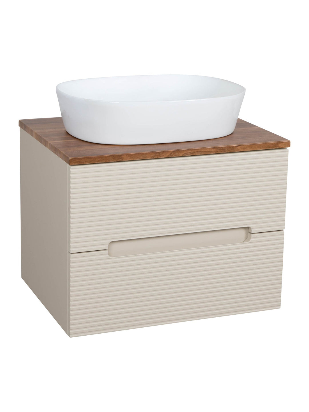 Monza Plus 600mm Fluted Wall Hung Vanity Unit with Countertop