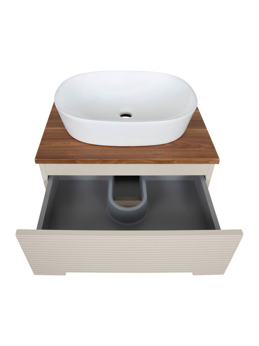 Monza Plus 600mm Fluted Wall Hung Vanity Unit with Countertop