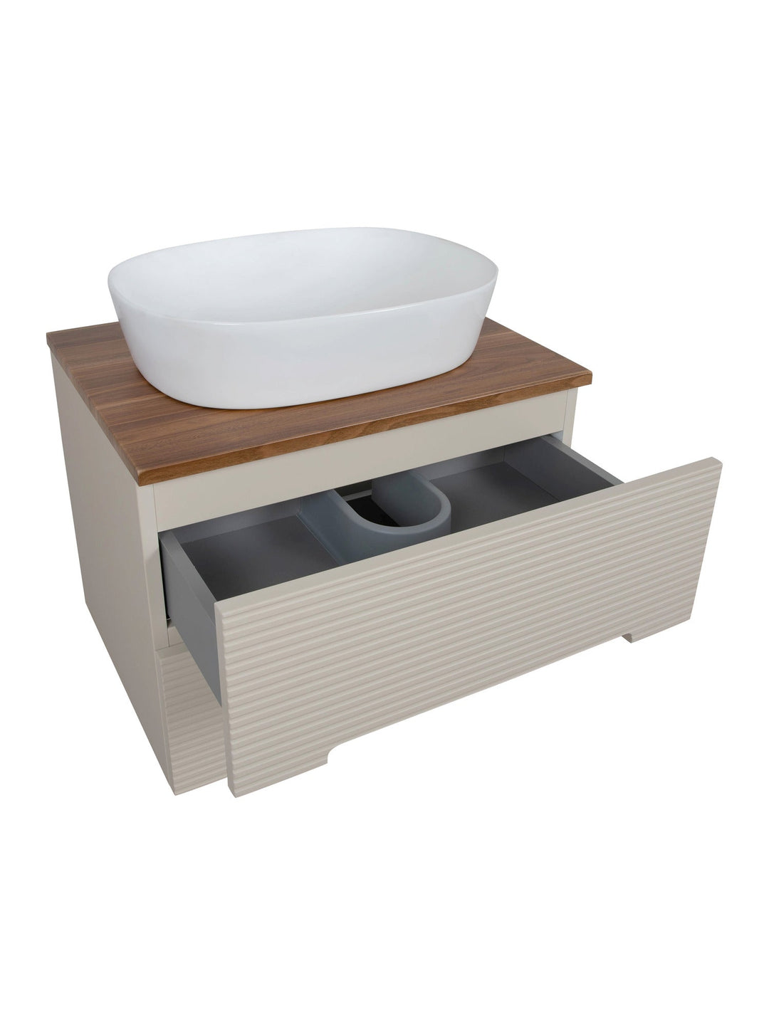 Monza Plus 600mm Fluted Wall Hung Vanity Unit with Countertop