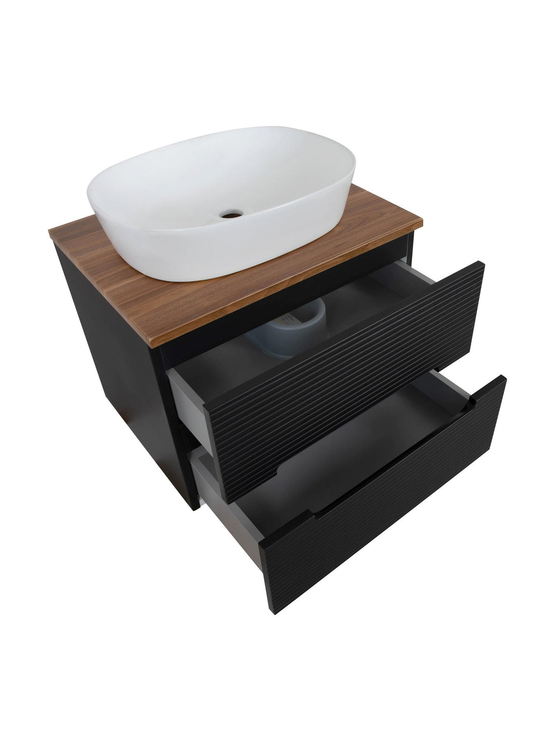 Monza Plus 600mm Fluted Wall Hung Vanity Unit with Countertop