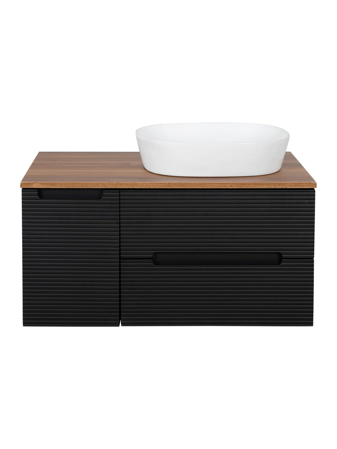 Monza Plus 900mm Fluted Wall Hung Vanity Unit with Side Cabinet & Countertop
