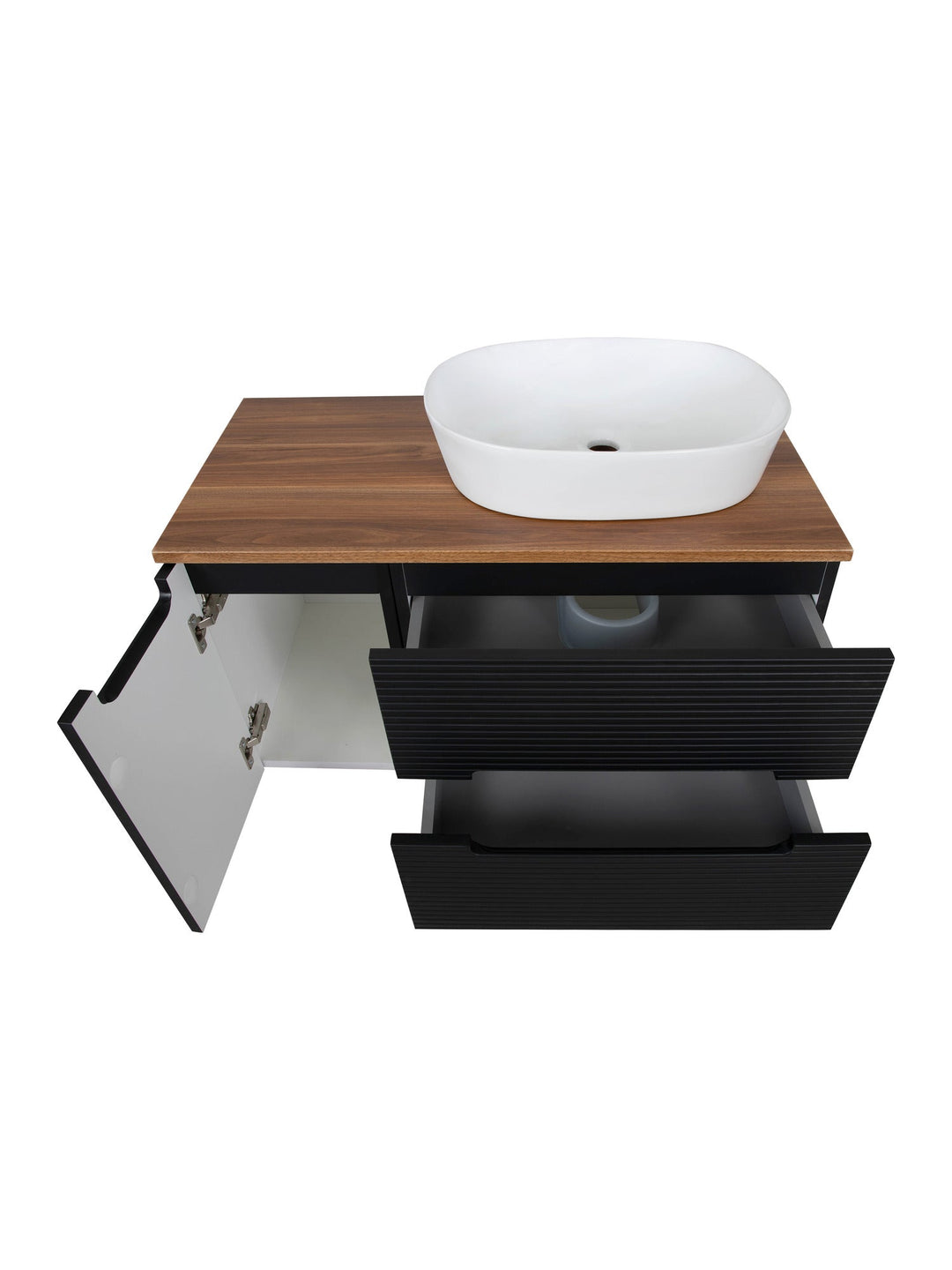 Monza Plus 900mm Fluted Wall Hung Vanity Unit with Side Cabinet & Countertop