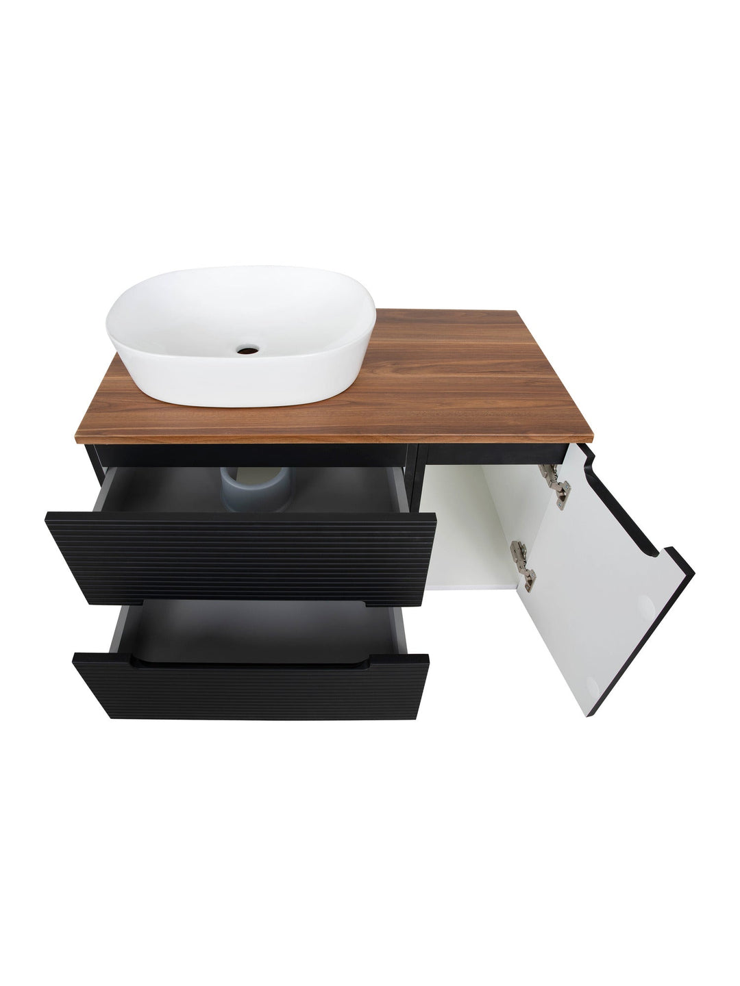 Monza Plus 900mm Fluted Wall Hung Vanity Unit with Side Cabinet & Countertop