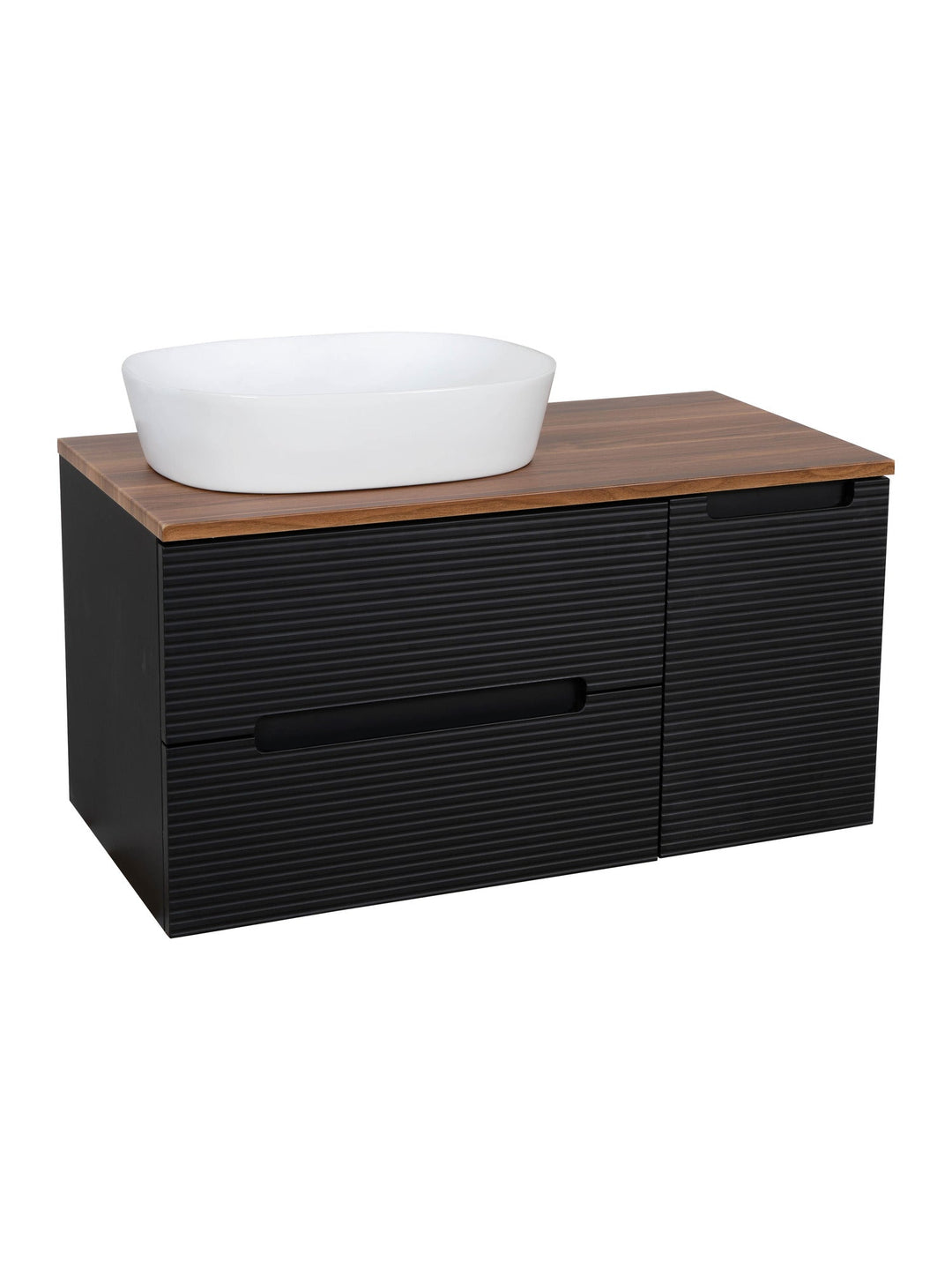 Monza Plus 900mm Fluted Wall Hung Vanity Unit with Side Cabinet & Countertop