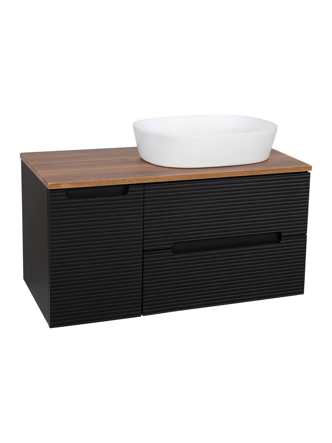 Monza Plus 900mm Fluted Wall Hung Vanity Unit with Side Cabinet & Countertop