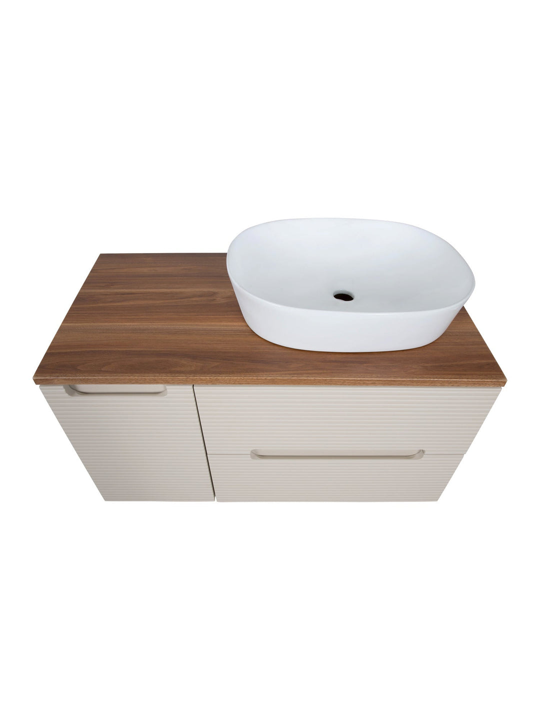 Monza Plus 900mm Fluted Wall Hung Vanity Unit with Side Cabinet & Countertop