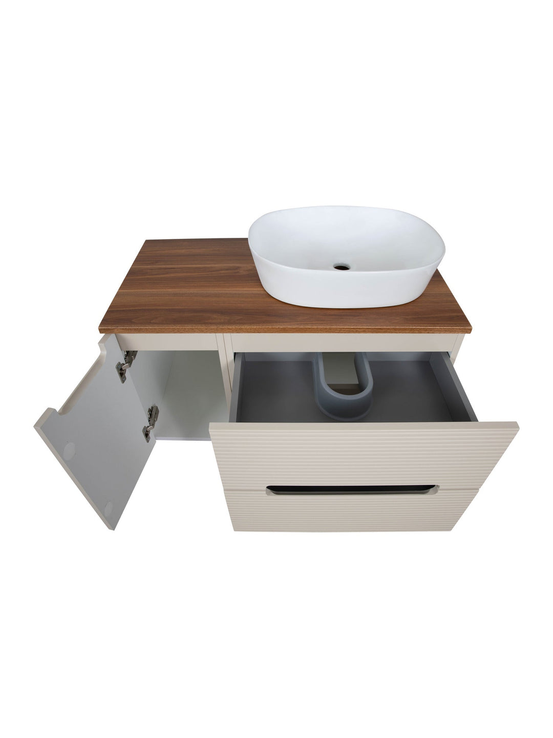 Monza Plus 900mm Fluted Wall Hung Vanity Unit with Side Cabinet & Countertop