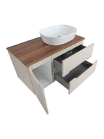 Load image into Gallery viewer, Monza Plus 900mm Fluted Wall Hung Vanity Unit with Side Cabinet &amp; Countertop
