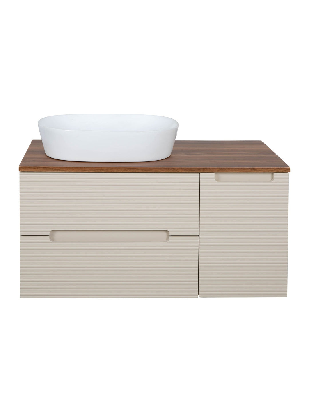 Monza Plus 900mm Fluted Wall Hung Vanity Unit with Side Cabinet & Countertop